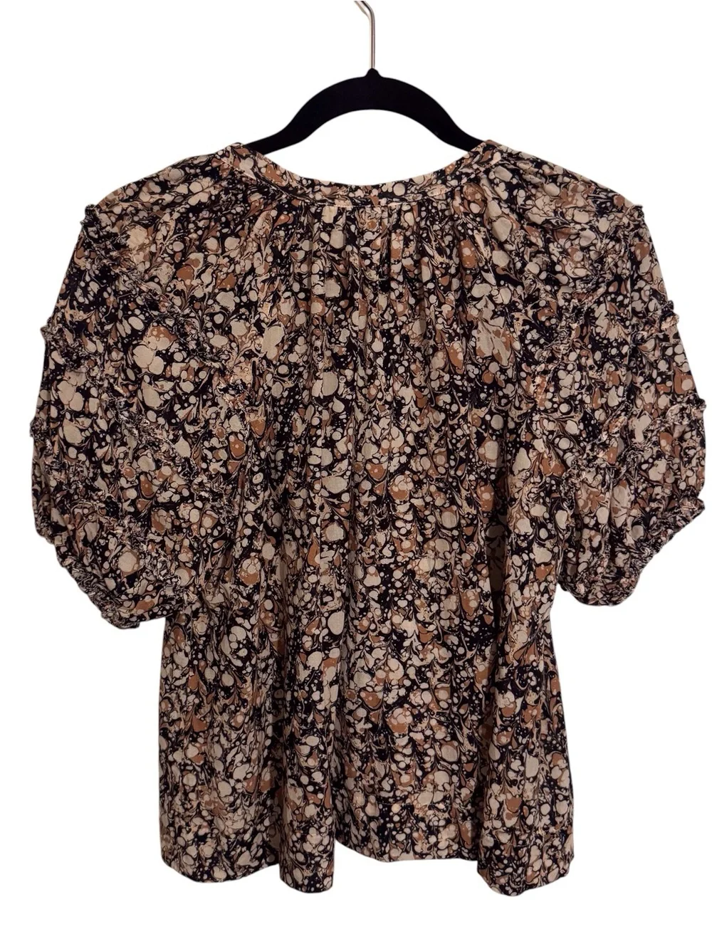 Ulla Johnson Size 0 Floral Marble Print Aiko Blouse Top Boho Cottagecore Western